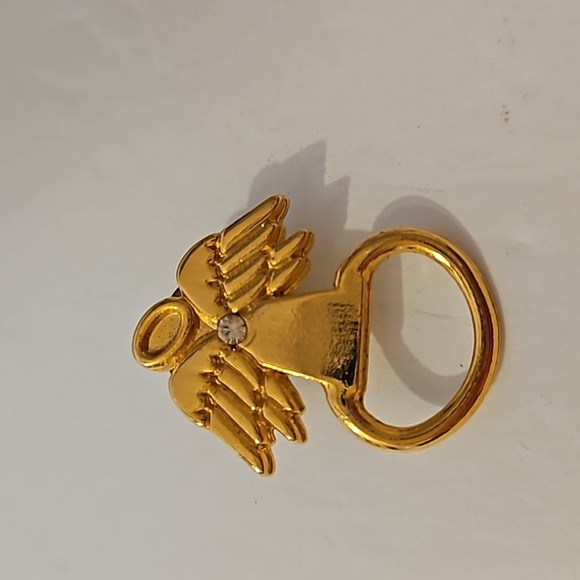 Angel Goldtone & Rhinestone Eye Glass Holder Tie Tac - Picture 1 of 4